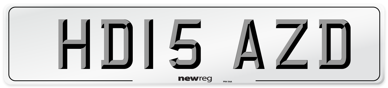 HD15 AZD Number Plate from New Reg